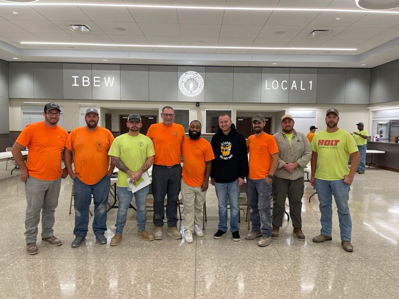 IBEW Local 1 members inside union hall